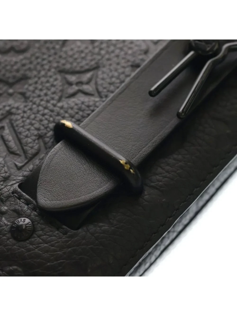 Louis Vuitton Steamer Messenger Monogram Taurillon Leather Shoulder Bag Black
